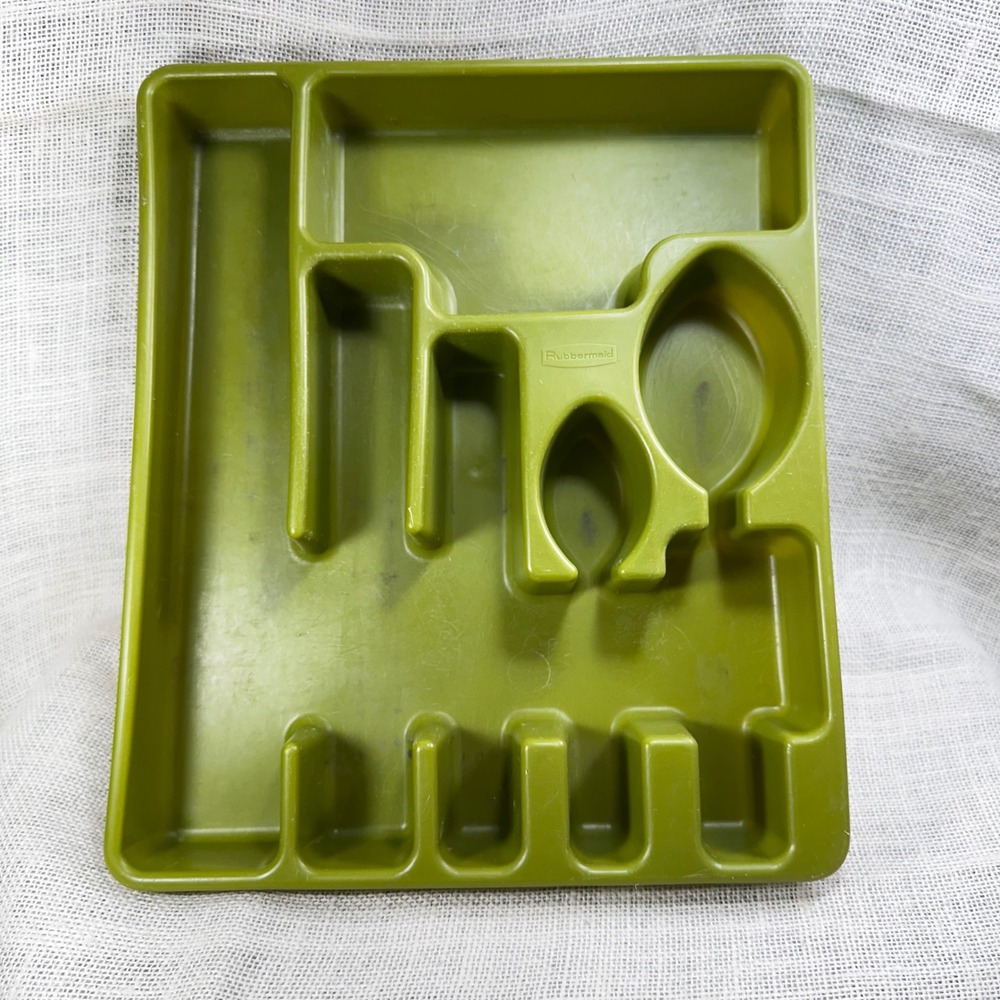 Vintage Rubbermaid Avocado Green Silverware Drawer Organizer Tray 1970s Retro